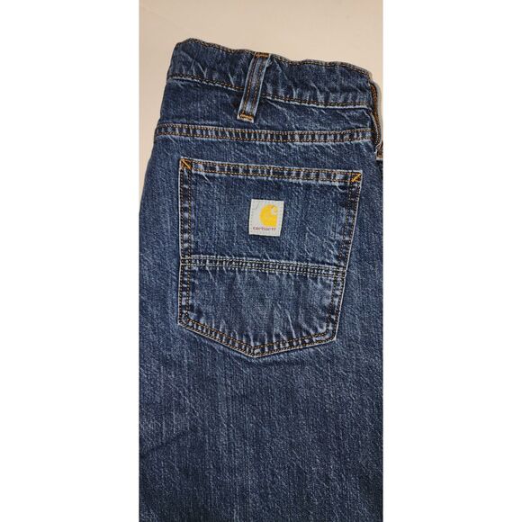 Carhartt Men's Fleece Lined Relaxed Fit Blue Denim Jeans Size 34 x 30 - Picture 7 of 7